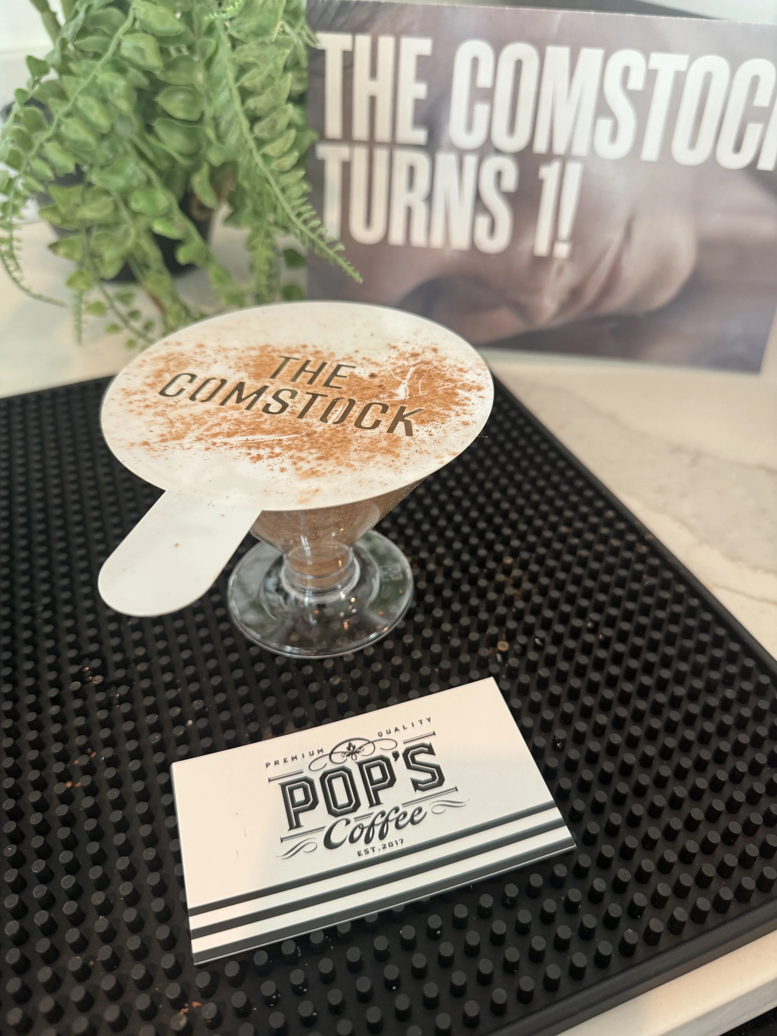 Signature espresso martini served by Pop's Premium Coffee at a private corporate event.