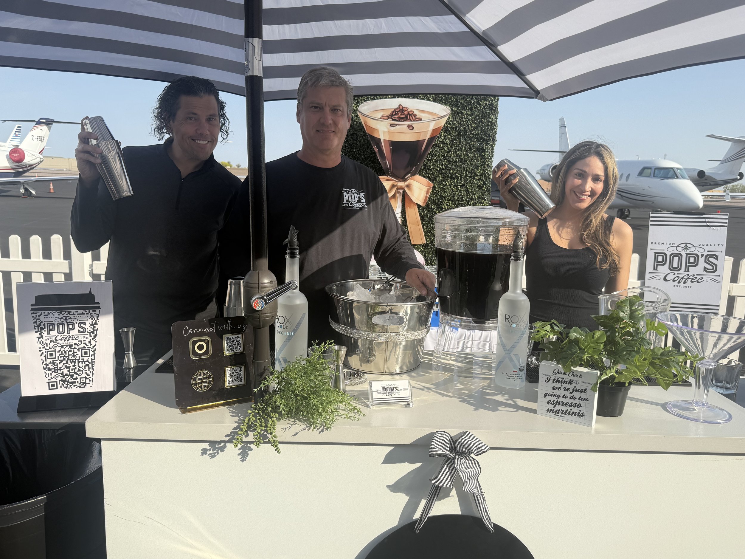 Guests enjoying the Pop's Premium coffee espresso martini experience at a private party.