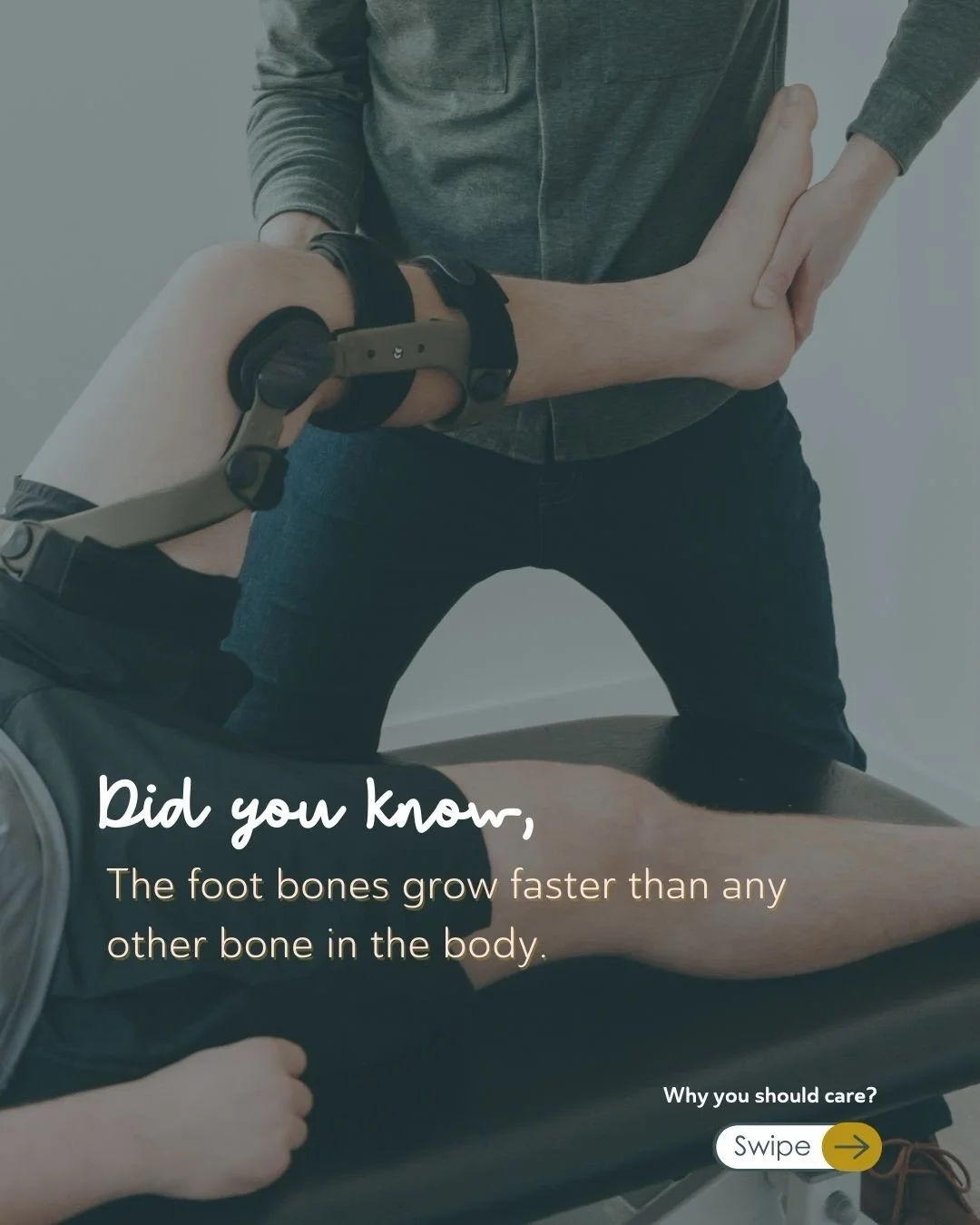 Freaky Fact Friday:

The bones in your feet grow faster than any other bone in the body.

Rapid growth (especially in kids and teens) &mdash; plus the daily load your feet carry &mdash; can create tension that travels upward into the calves, knees, h