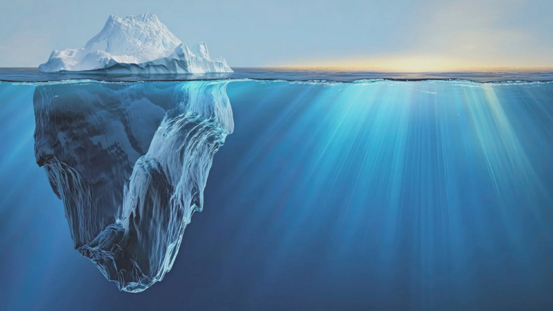 Image of iceberg showing above and below the water surface