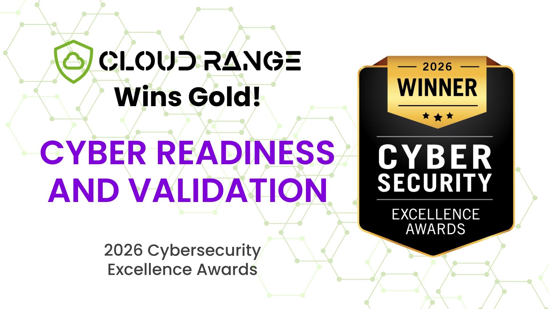 Cloud Range Wins Gold in 2026 Cybersecurity Excellence Awards for Cyber Readiness and Validation with award badge