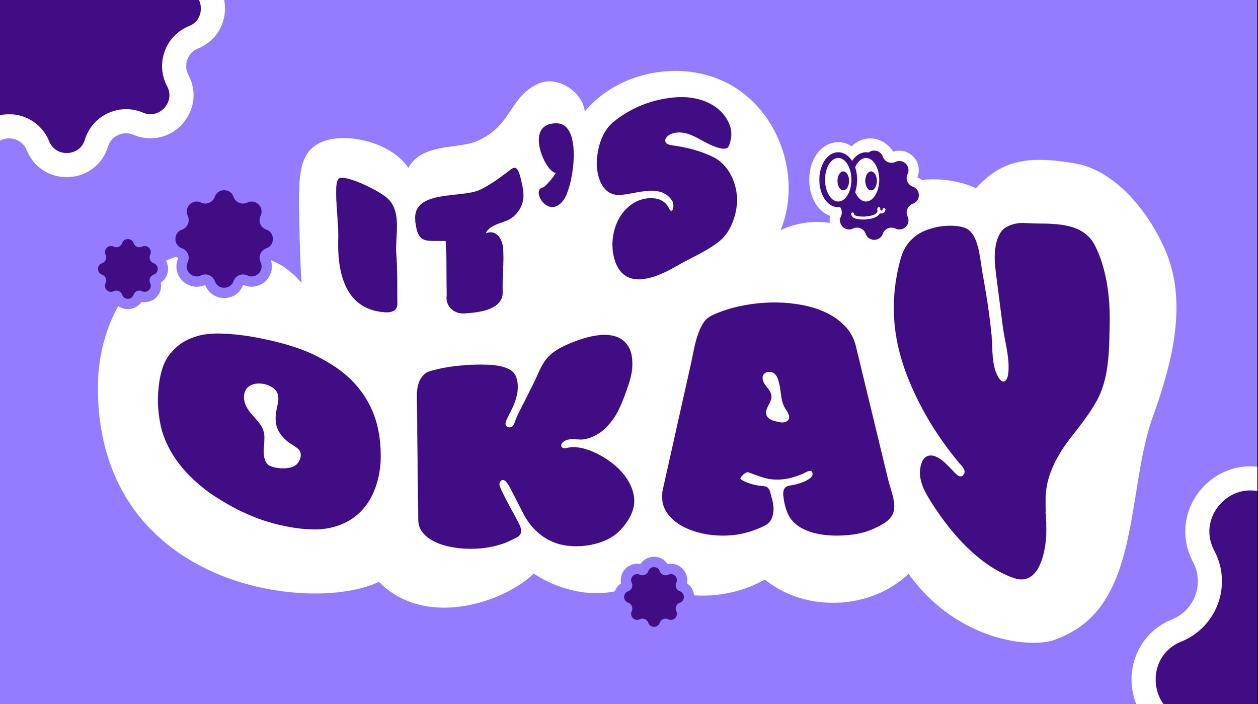 Stylized text reading 'It's a Virus' with cartoon viruses around it on a purple background.