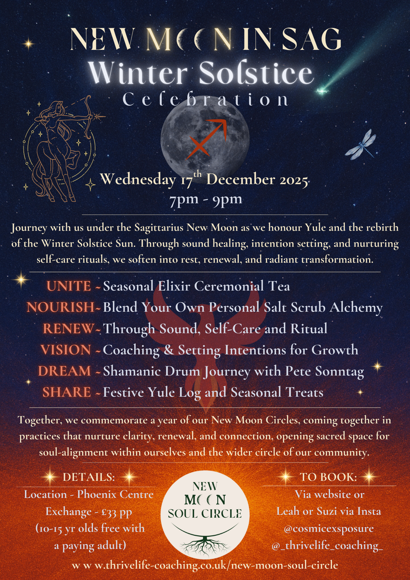 Winter Solstice celebration on December 17, 2025, from 7 pm to 9 pm in Bognor Regis West Sussex with Suzi Finlayson Thrive Life Coaching