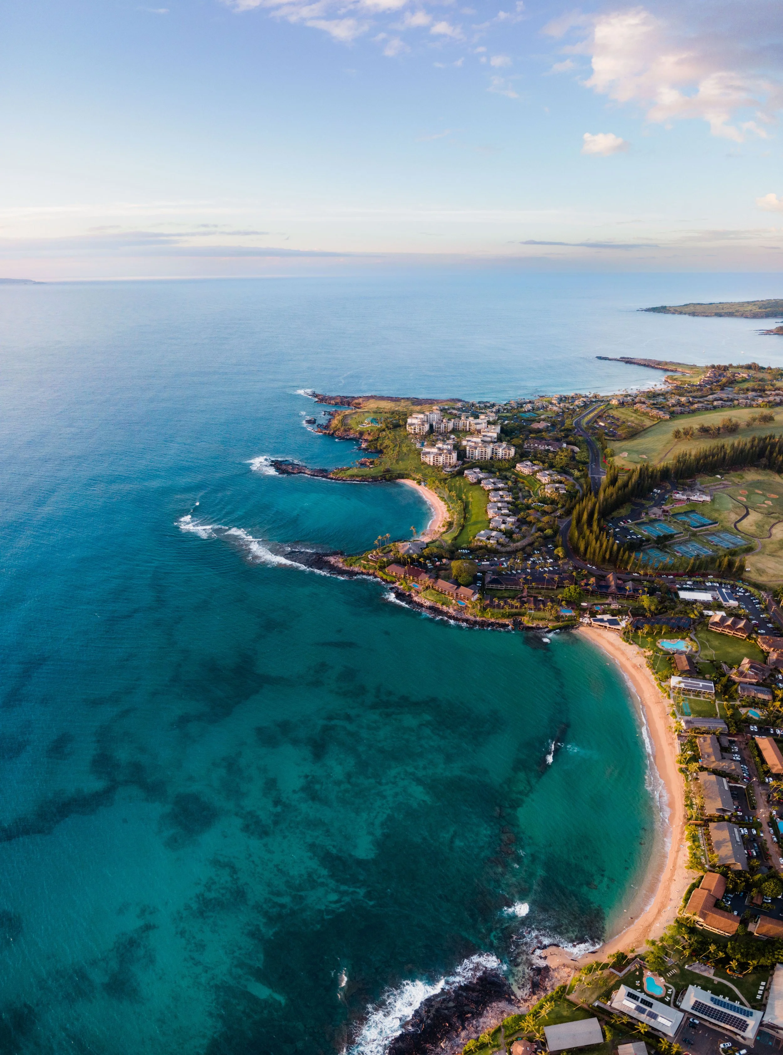 Ka'anapali Beach in West Maui with championship golf course and ocean views