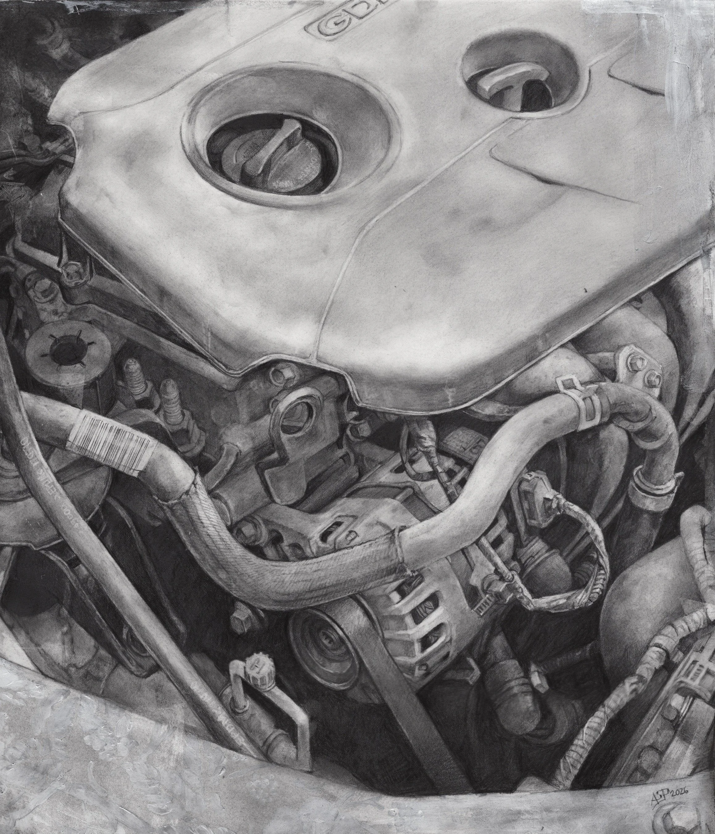  DIRECT INJECTION   mixed media on arches hot-pressed  16 x  18  