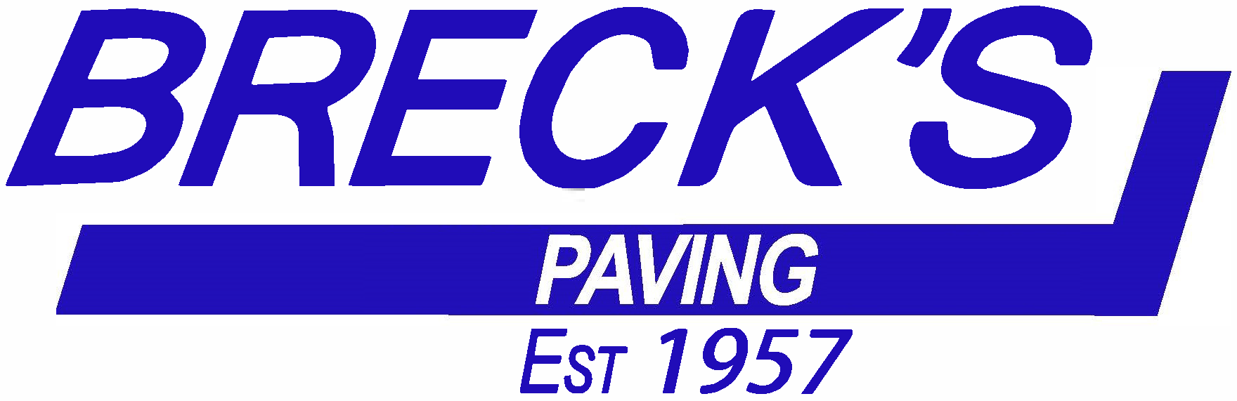 Logo of Breck's Paving, established in 1957, with blue and white text.