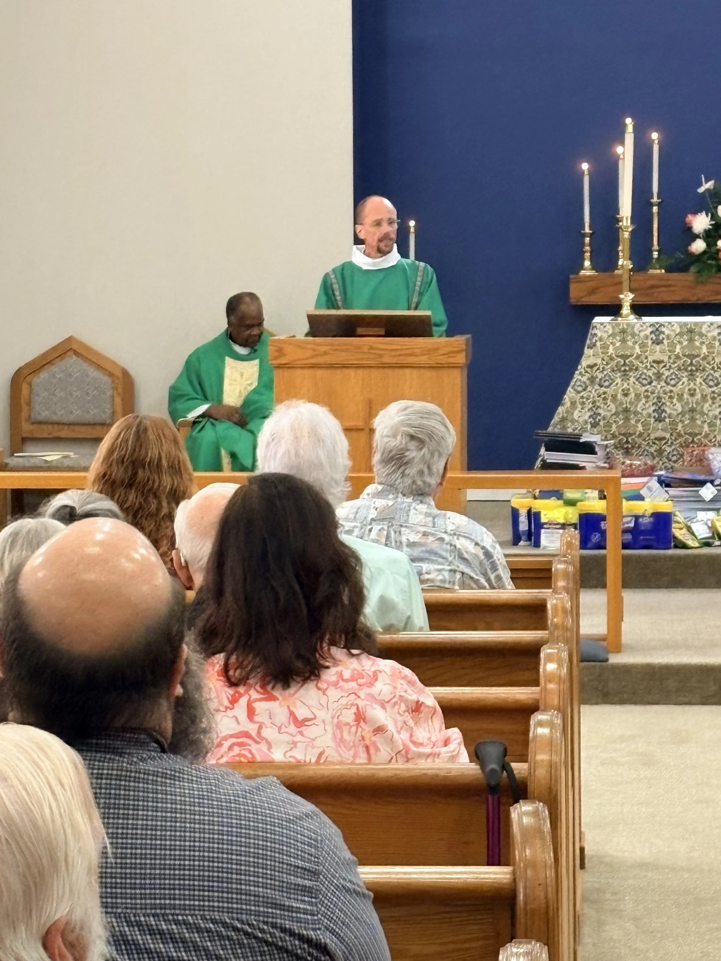 Dcn. Jess delivering the homily - 9/6/2026