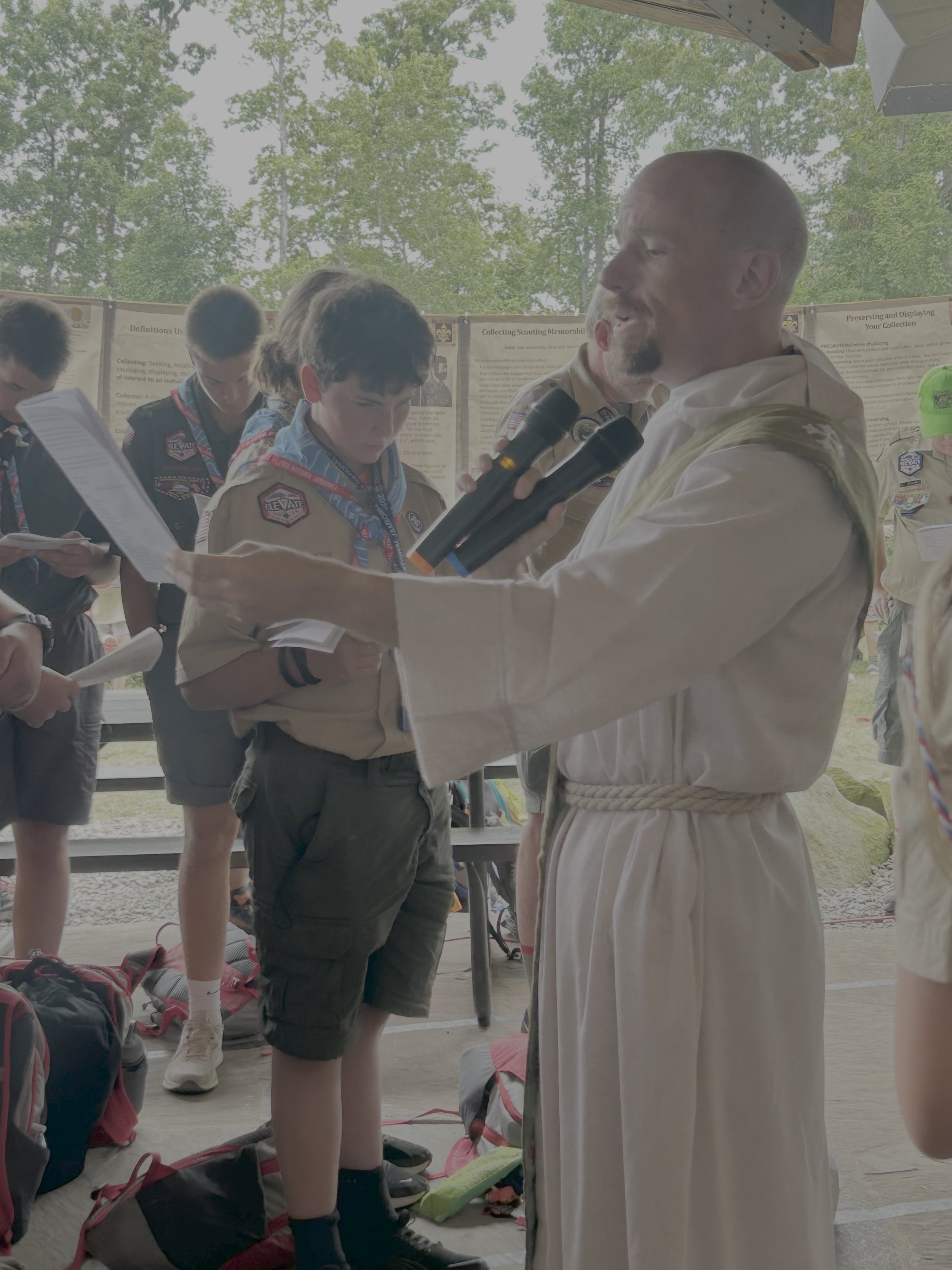 Deacon Jess celebrating at the 2026 National Scout Jamboree Blessing of the Fleet for kayaks and paddleboards - 7/26/2026