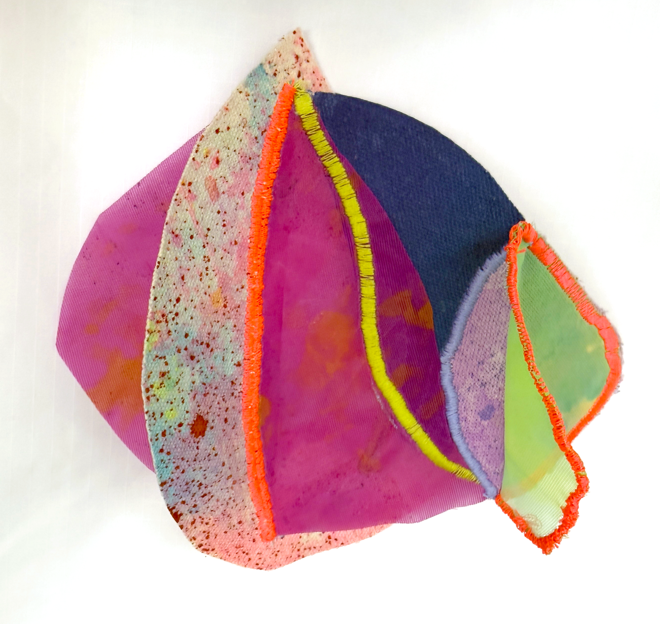 "Pastichette VII"
Acrylic on canvas and sheer fabric, thread
Approx. 5" x 6"