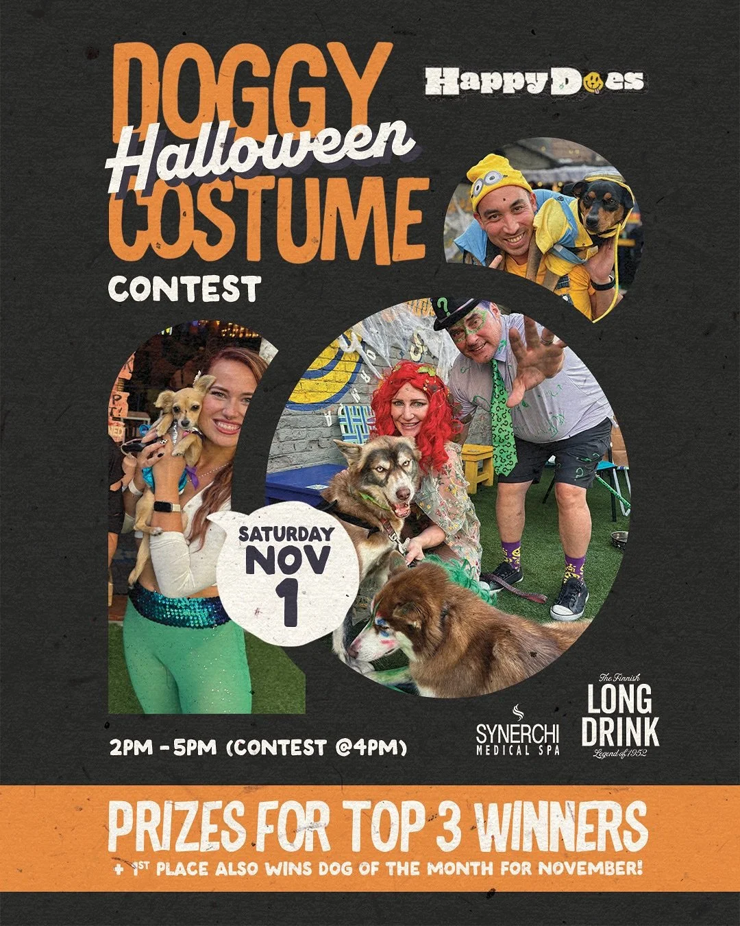 1 WEEK AWAY‼️ Our Doggy Halloween Costume Contest is next Saturday, 11/1! Dress up your pup and compete to win prizes from @synerchimedspa, @longdrink, @titosvodka and more! 1st place will also get to be our next Dog of the Month. We can’t wait