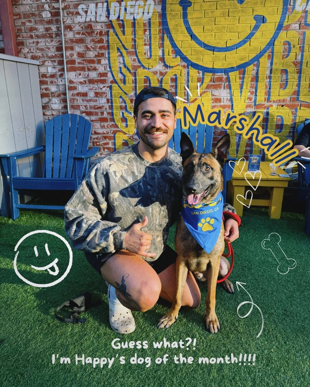 Round of applause for our last Dog of the Month of 2025!! 👏🐶 Meet MARSHALL, a Belgian Malinois, rescued from TJ! He loves to go on long runs with his dad who also works at @moonshineflats. Marshall&rsquo;s favorite toy in the whole wide world is an