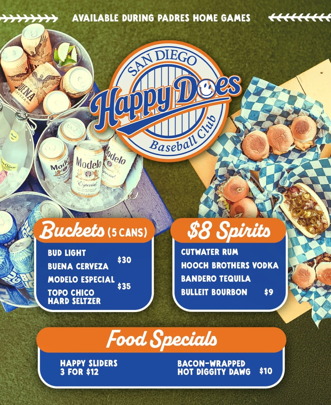 Your favorite way to pregame 🍺🌭⚾️ Enjoy our game day specials before heading to the ballpark&mdash;go PADRES!