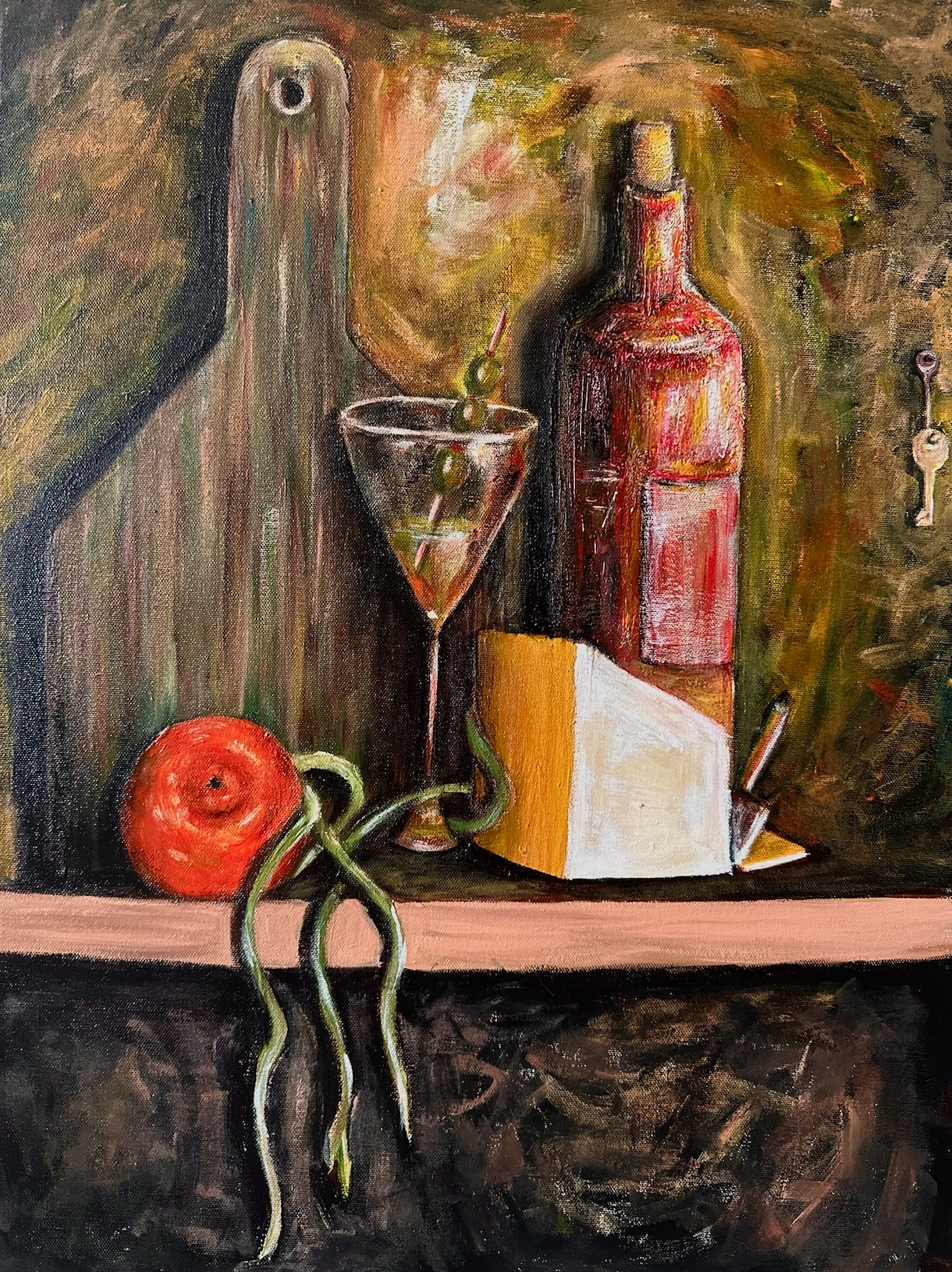 '7 pm' Acrylic on Canvas. 18 x 24 in. 2023.