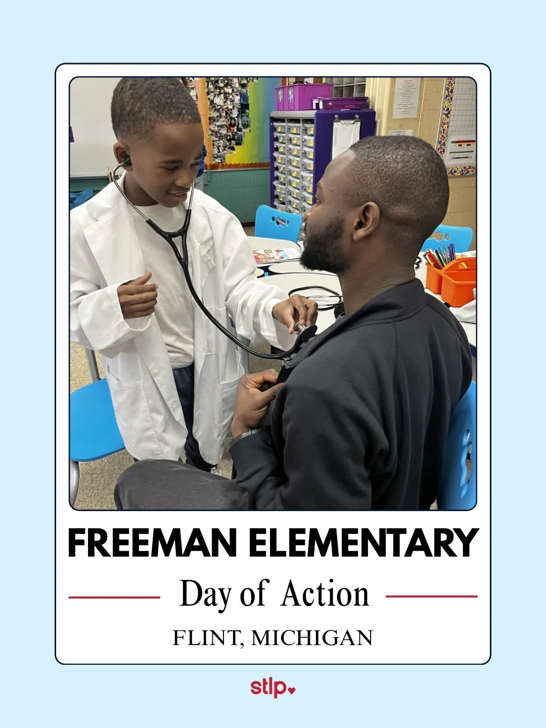 At Freeman Elementary, 139 students received encouragement, mentorship, health education, and the reminder that they are seen, valued, and supported.

Together with 17 medical student volunteers, we distributed more than 5,000 essential items, provid