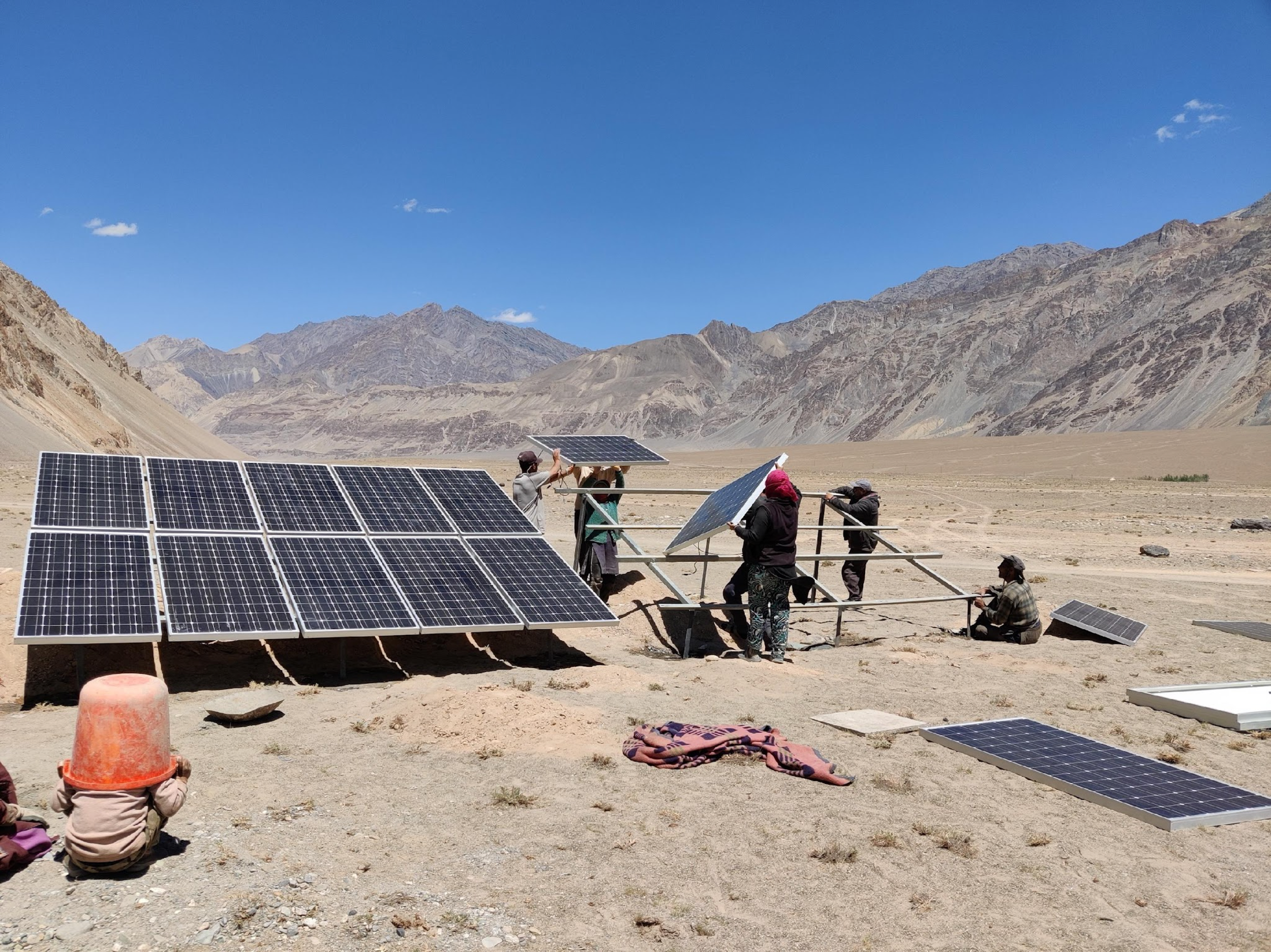 Solar panels to power the water pump for Pishu Village