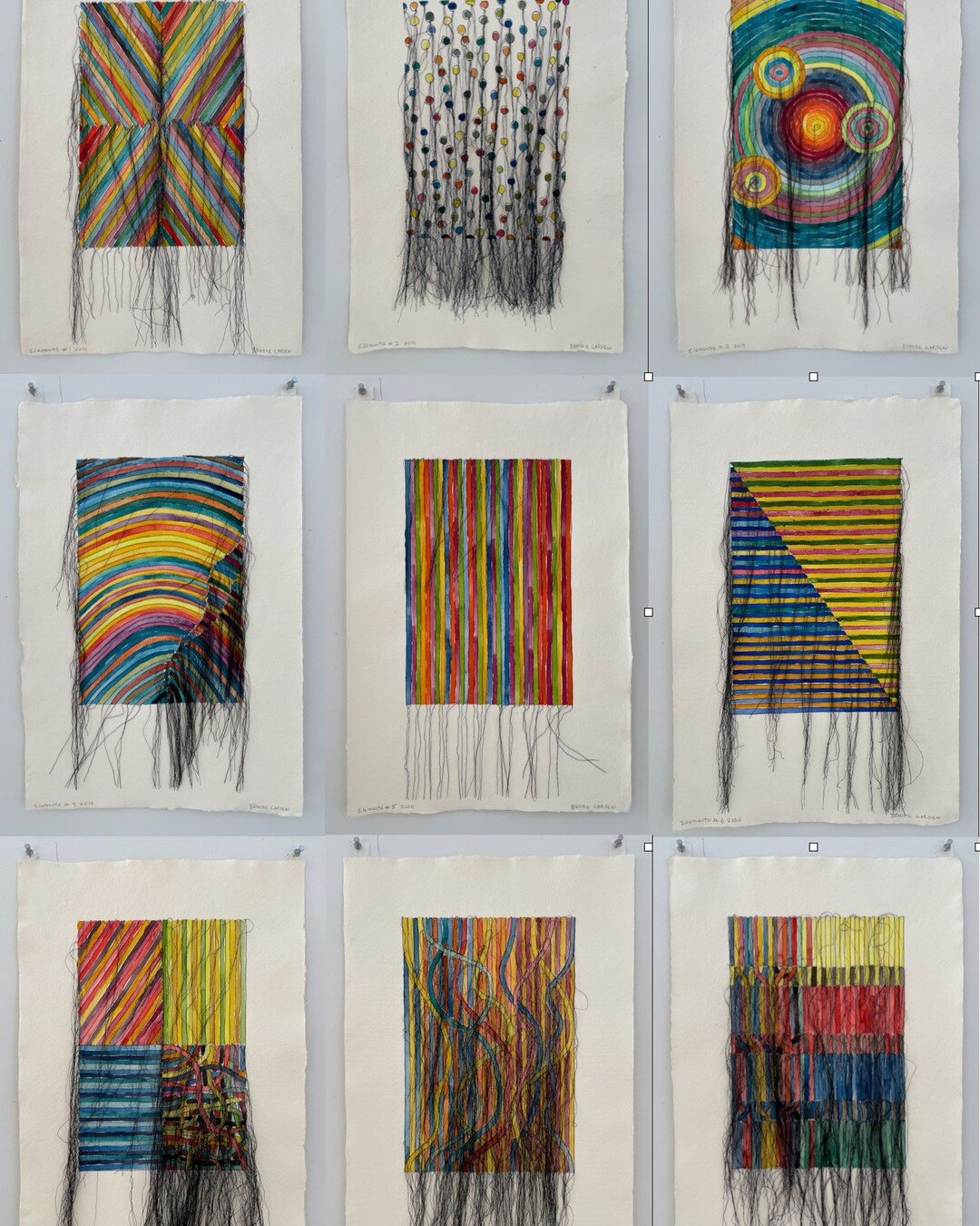 I Finished the &quot;Nine Elements&quot;

Water color, 
thread, on paper
