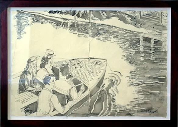 Peggy Parker Girl Inventor
Watercolor and Thread on Paper
29 1/2 by  44 inches

Private Collection Omaha Nebraska