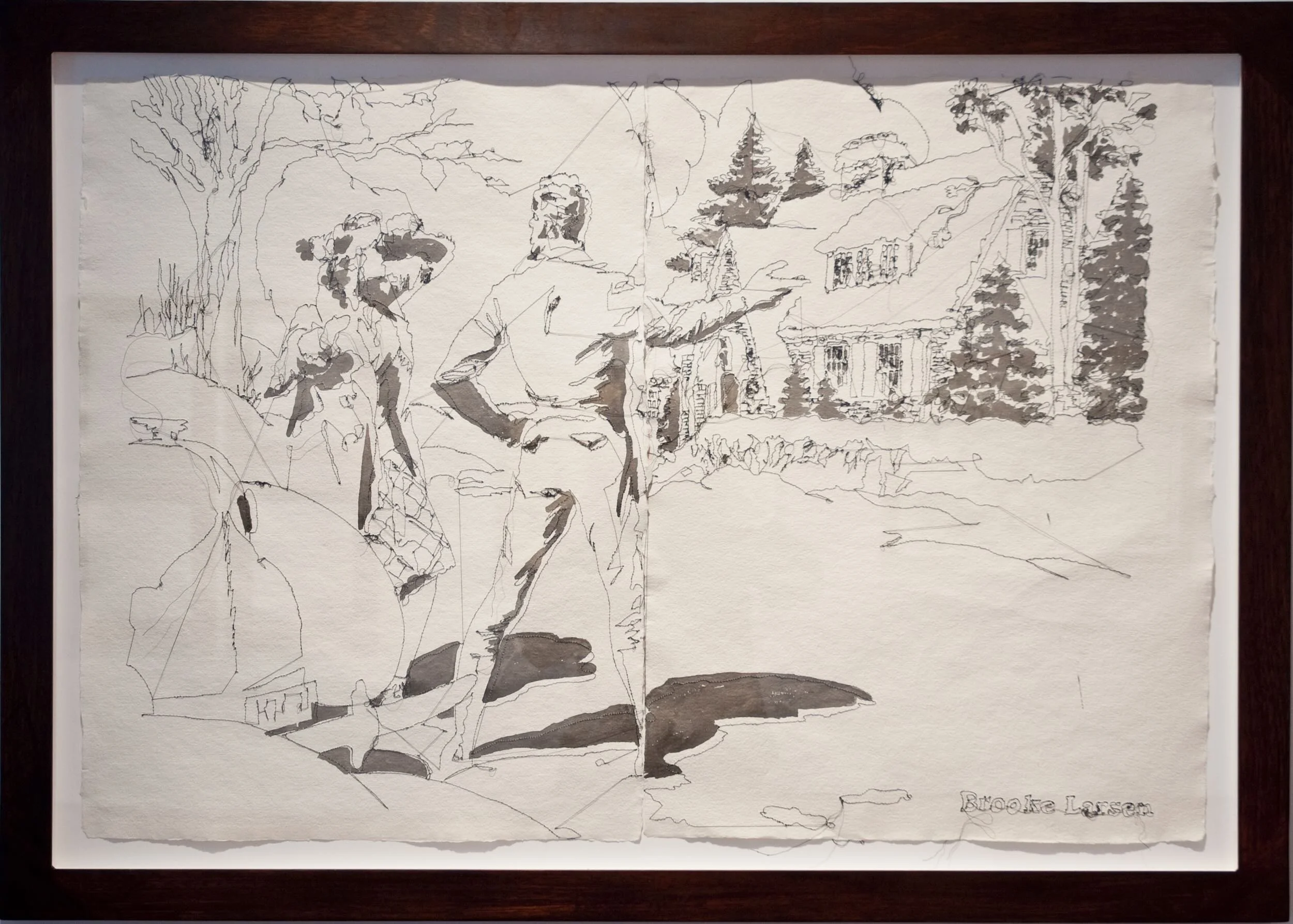 Ann Rutherford 
Watercolor and Thread on Paper
29 1/2 by  44 inches
  