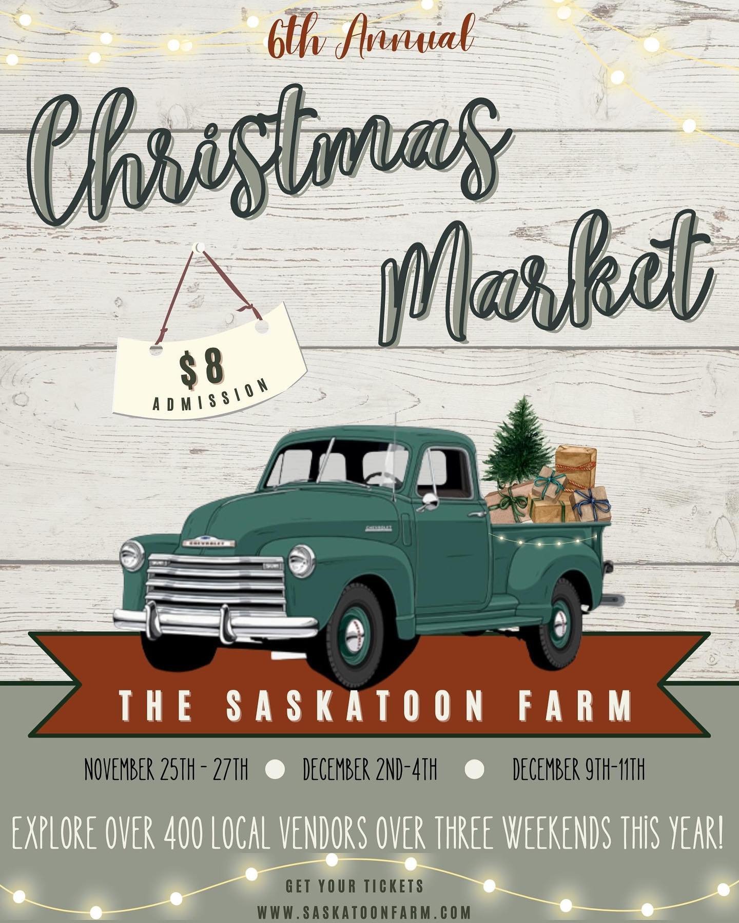 Your Favourite Holiday Tradition is Back! 

Celebrate this holiday season with us at The Saskatoon Farm! This year marks our 6th annual Christmas Market, and we can't wait to celebrate yet another incredible year with you. 

We are welcoming over 400