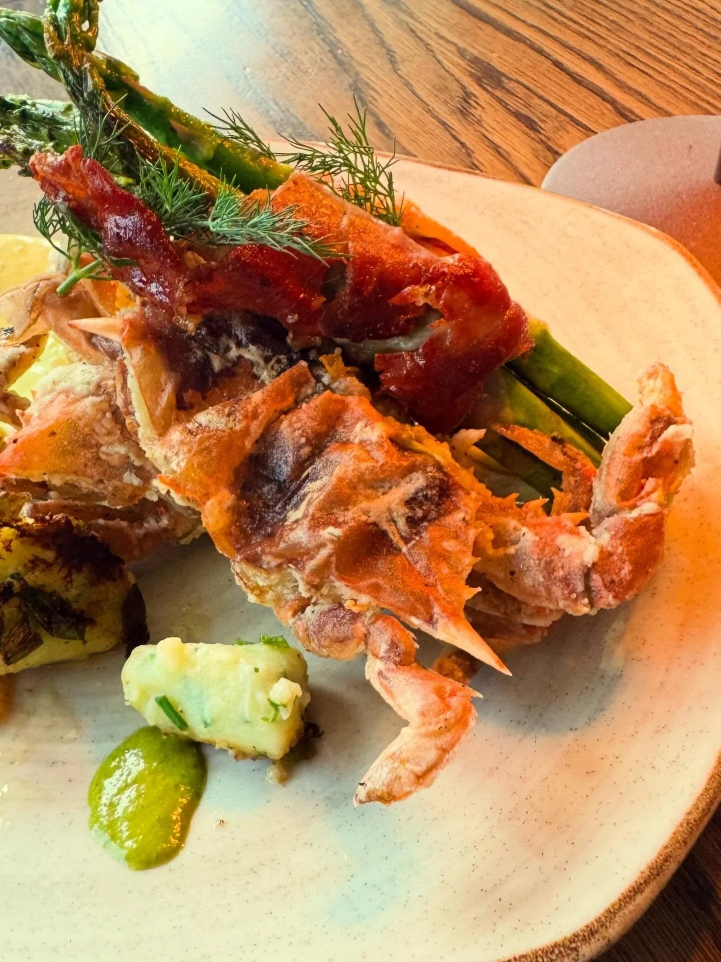 &lsquo;Tis the season! The very first of soft shells have arrived and chef is celebrating with a beautiful special: crispy soft shell crabs paired with prosciutto-wrapped asparagus, pillowy herb gnocchi, and a bright lemon aioli. Get &lsquo;em while 