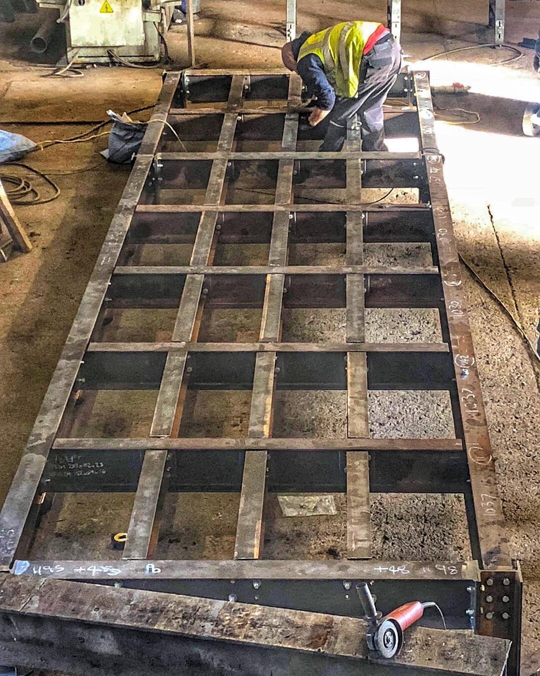 One of our mezzanine floor designs in production #mezzanine #steelwork #fabrication #steel #engineering #welding #structuralengineering
