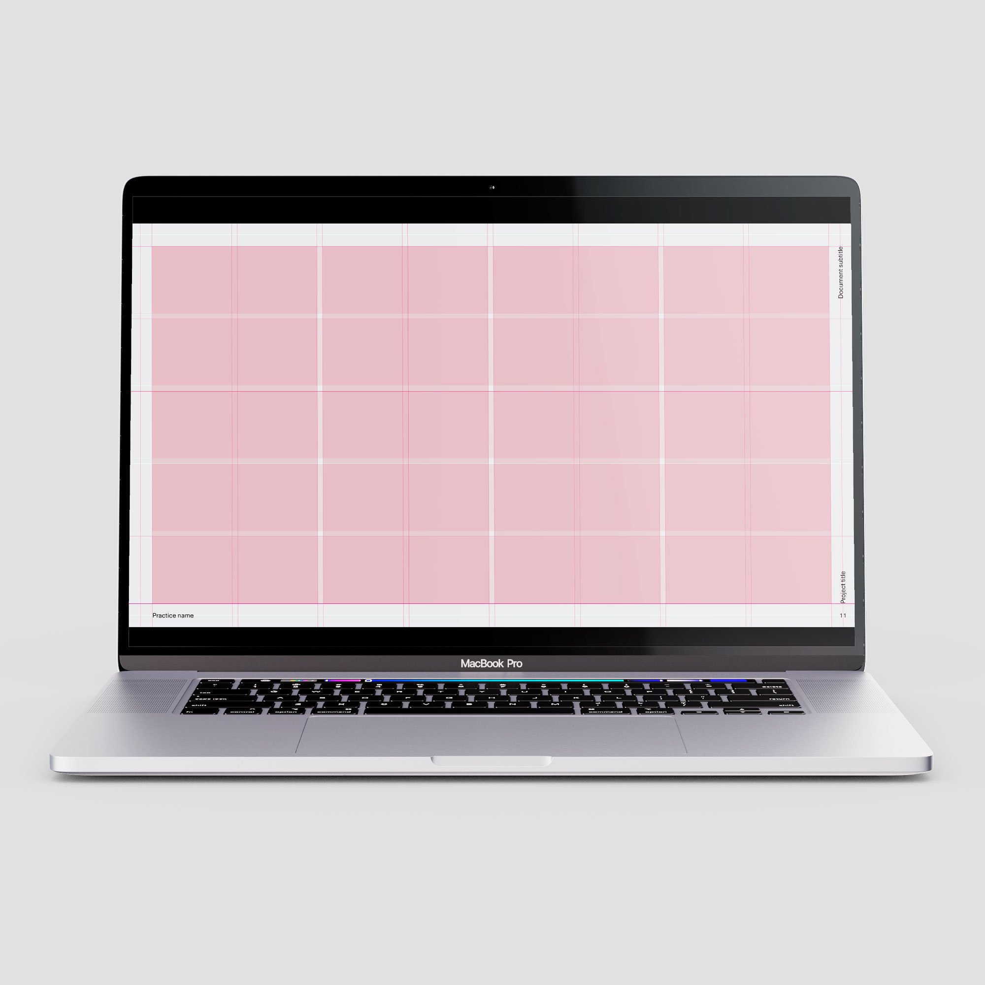 Grid of a screen presentation for architects in 16:9 format