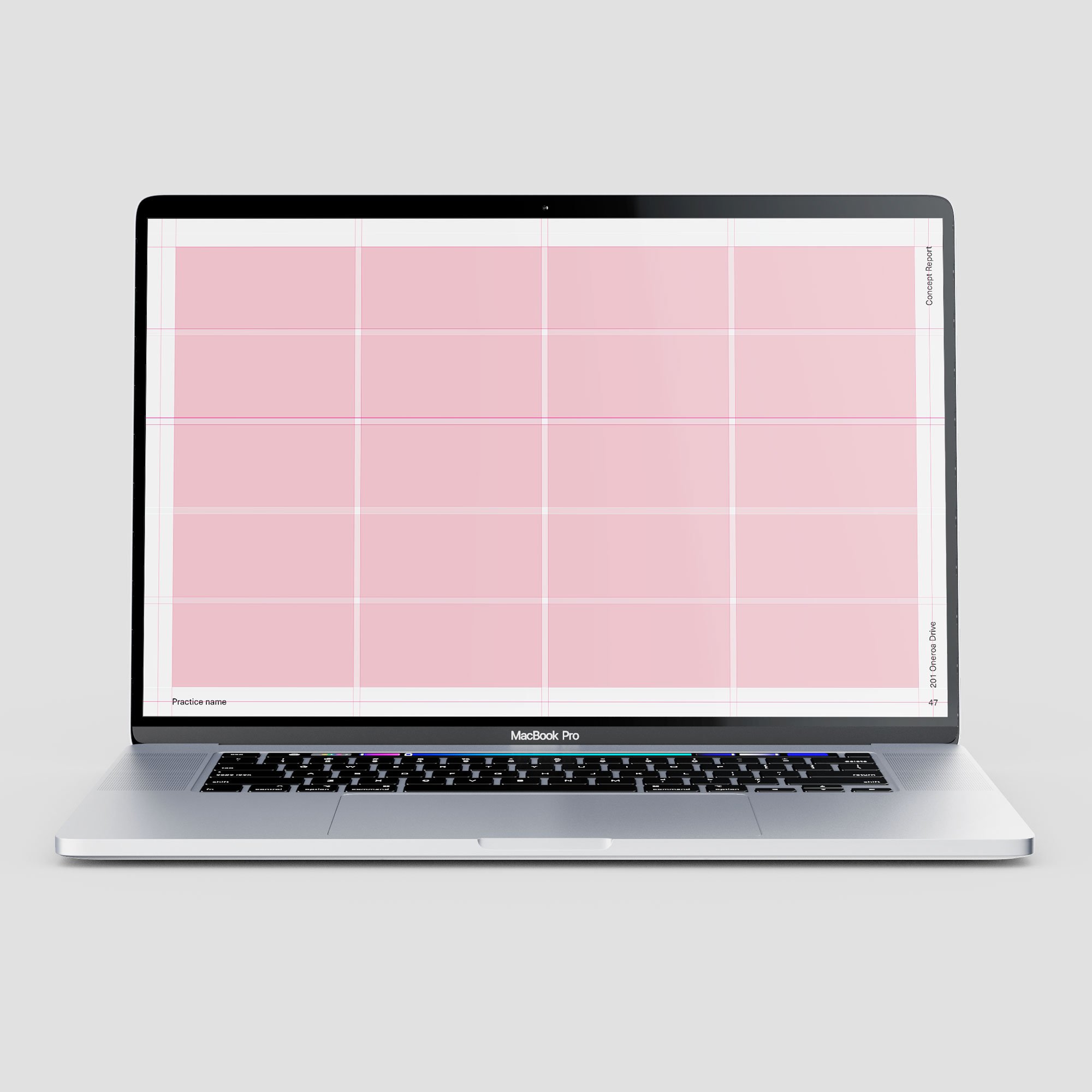 Grid structure for architectural screen presentations