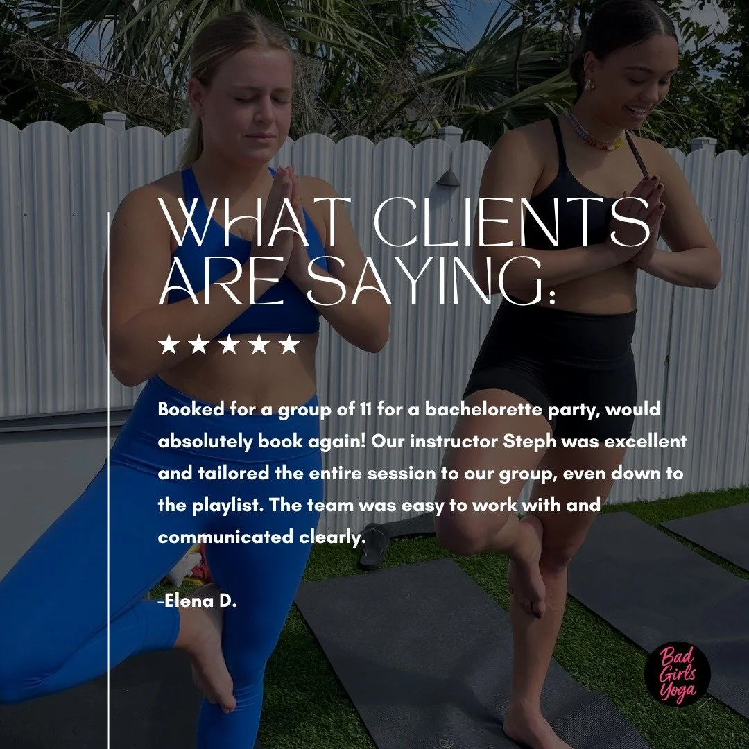 ⭐⭐⭐⭐⭐

Thank you, Elena! We absolutely loved joining your group for a fantastic session in Miami, FL 🌊

Are you going on a girls trip to Miami soon? Whether it's your beautiful Airbnb or a scenic beach, don't skip out on a private yoga session.
