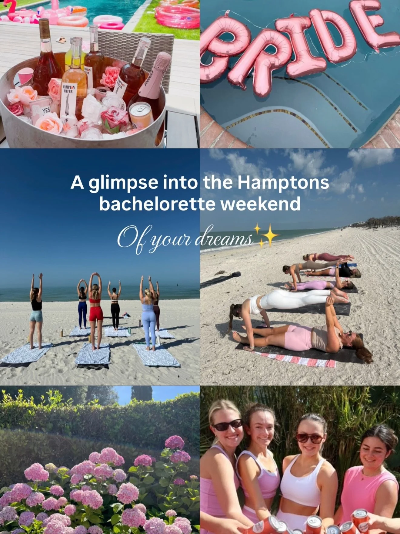 The Hamptons bachelorette, curated ✨
 Think slow mornings, sunlit yoga + pilates, and ros&eacute; waiting the second class ends 🍾

From coastal movement to poolside afternoons to golden hour sunsets&hellip; this is how weekends in the Hamptons are m