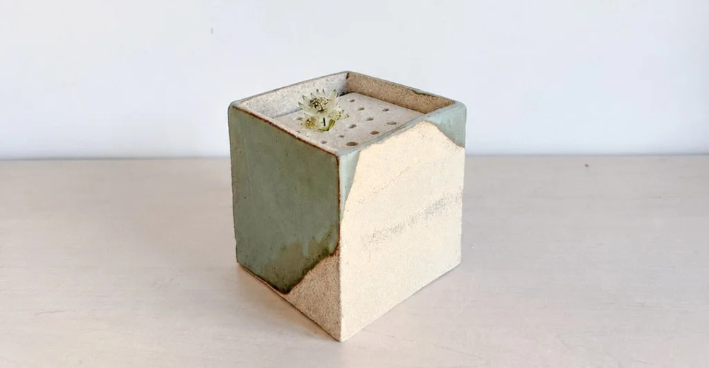 Modular Pastel Green Cube Vase/Sculpture