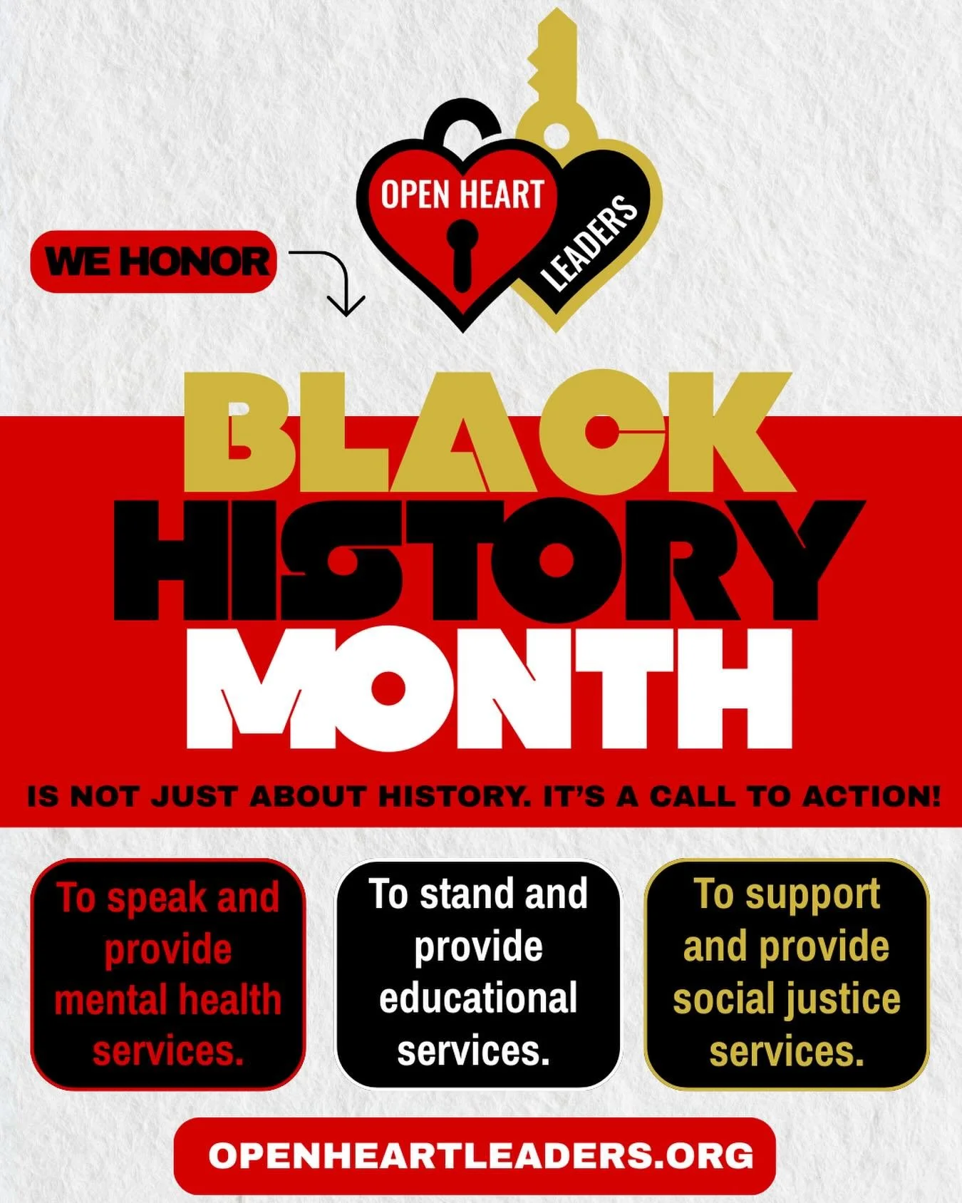 As we celebrate Black History Month, we honor the strength of our community while acknowledging the need for greater mental health awareness and access.

Open Heart Leaders is here to support healing, education, and social justice because our communi