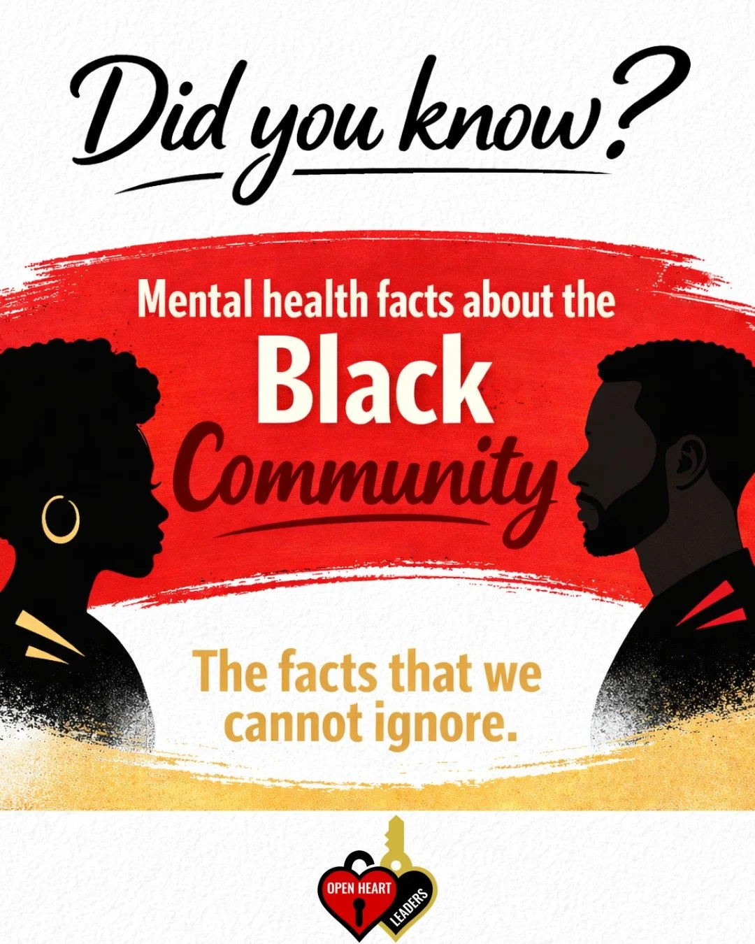 Mental health in the Black community deserves real conversations, real resources, and real support. We can&rsquo;t ignore the facts and we won&rsquo;t ignore the healing.

Open Heart Leaders is here. ❤️🖤💛
Visit the linktree in our bio to find the s