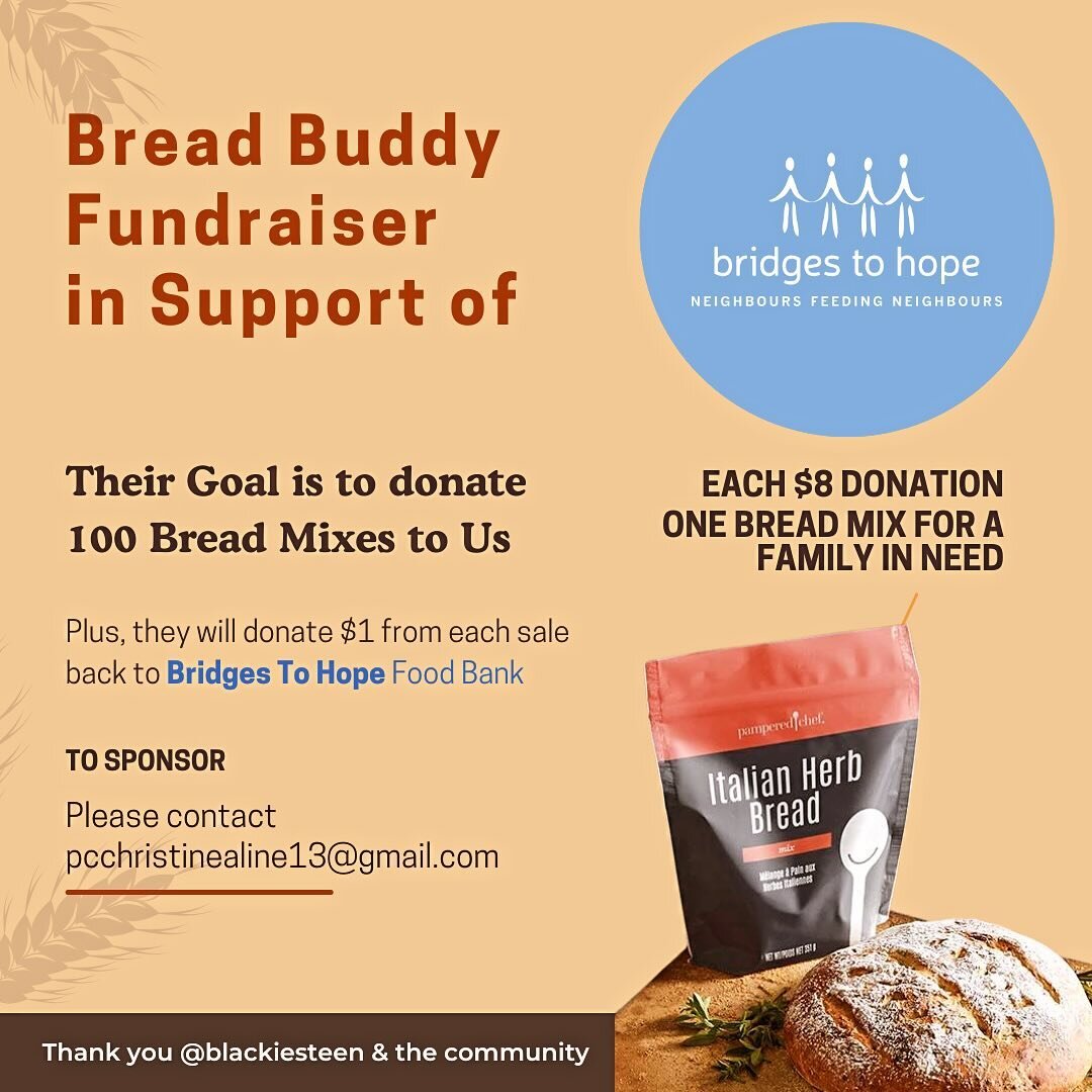 Hear it from the fundraiser&rsquo;s own words 😍📣
&ldquo;@blackiesteen Bread Buddy Fundraiser for Local food bank. 
I will be donating all breads to Bridges To Hope here in St. John&rsquo;s Newfoundland and $1 from each sale back to Bridges To Hope.