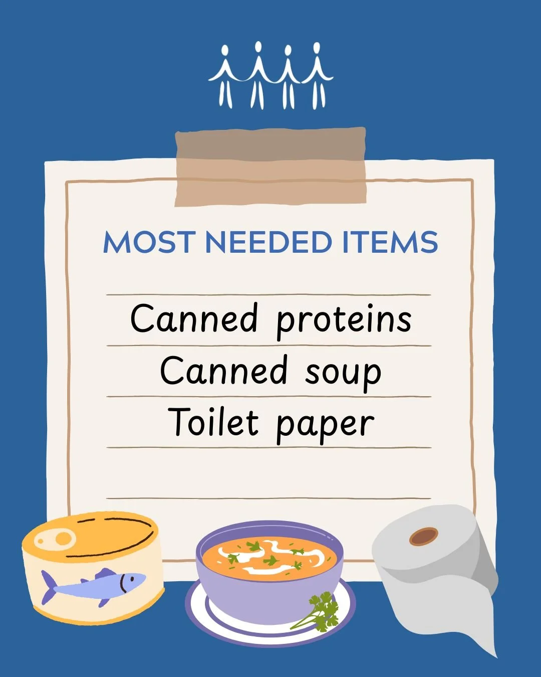 Each month, we highlight a few items you may wish to consider when donating to our food pantry. For the month of October, these items include:

🫘 Canned proteins such as tuna, chicken, kidney beans, and chickpeas
🍲 Canned soup 
🧻 Toilet paper

Don