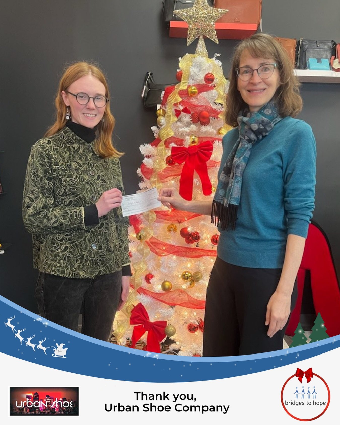Thanks to Urban Shoe Company for supporting Bridges to Hope during their recent Black Friday initiative.
&nbsp;
$5 from every pair of shoes sold at their St. John&rsquo;s store was donated to our food pantry, resulting in an incredible $1,000 raised 