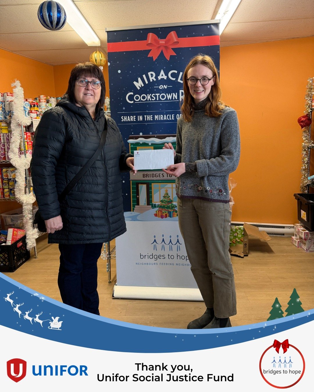 💙 Today, we&rsquo;re sending our thanks to the Unifor Social Justice Fund for their generous donation in support of our Miracle on Cookstown Road campaign! ✨🎄 

Unifor distributed a total of $300,000 to 74 food banks nationwide in December, includi