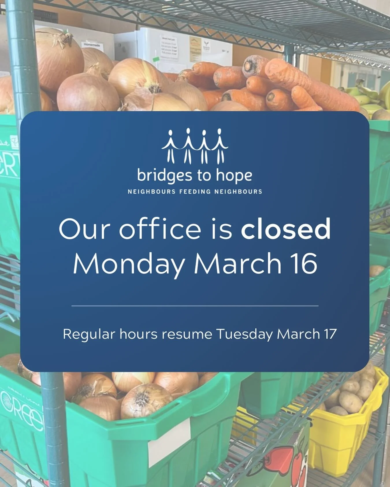 Our office is closed today, Monday March 16. Regular office and pantry hours resume tomorrow.
