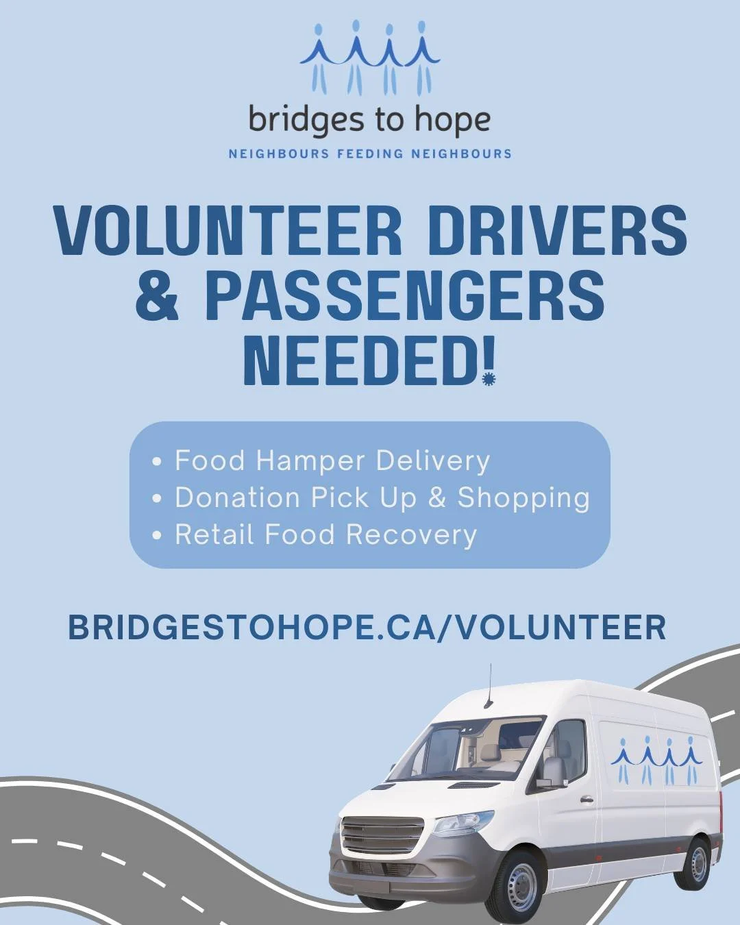 We&rsquo;re looking for volunteer drivers and passengers to join our team! 🚐

Our van volunteers are essential members of our team, delivering support to our neighbours and carrying out retail food recovery, donation pick up, and shopping. 

If you 
