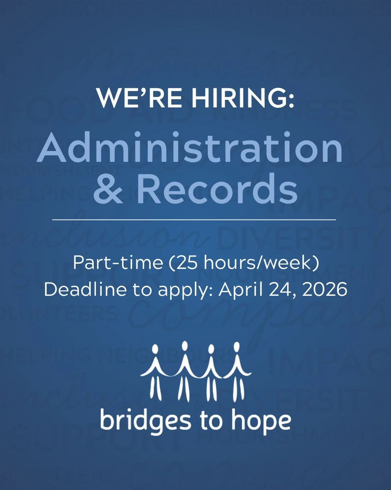 We&rsquo;re hiring a part-time Administration &amp; Records Assistant!

This position will be responsible for reception, administrative tasks, and bookkeeping support. The ideal candidate for this position is highly organized and adaptable, and is mo