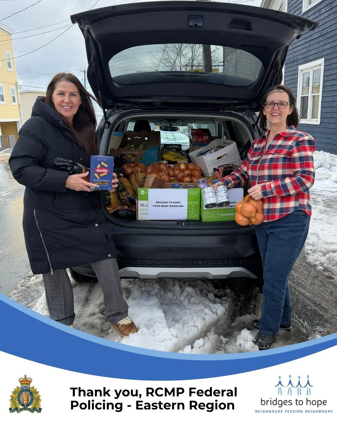 A big thank you to the RCMP Federal Policing Division Eastern Region for their continued support of our food pantry. They dropped by this week with a carload of donations collected through their Easter food drive initiative! ✨🥫

Thank you for helpin