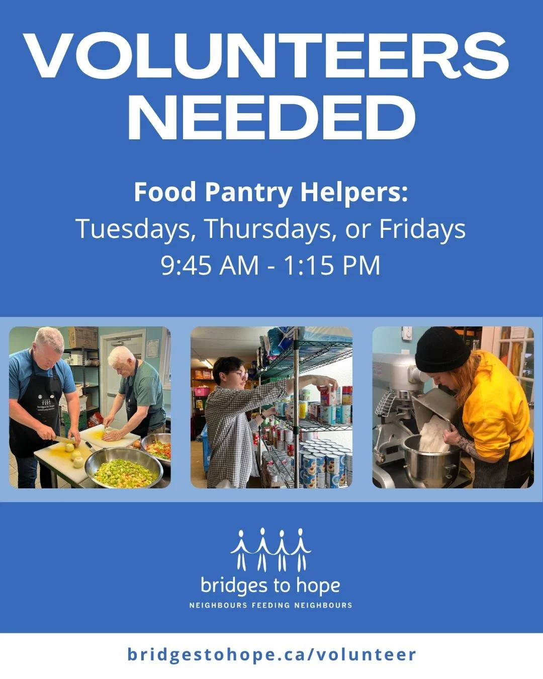 VOLUNTEERS NEEDED! 
 
Are you looking to get more involved in your community? We have a whole bunch of volunteer openings beginning in May and we&rsquo;d love to welcome you to our team! We&rsquo;re looking for:

🚐 Van Drivers &amp; Passengers
🥦 Fo