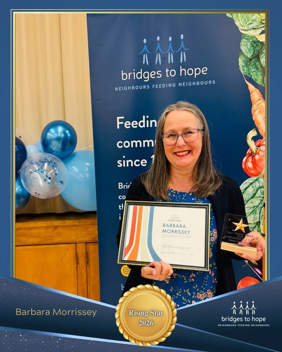 ✨ Introducing our 2026 &lsquo;Rising Star&rsquo; Volunteer: Barbara Morrissey! 👏

Since joining our volunteer team just a short time ago, Barbara has quickly demonstrated leadership through her enthusiasm to help others.

Her positive energy, kindne