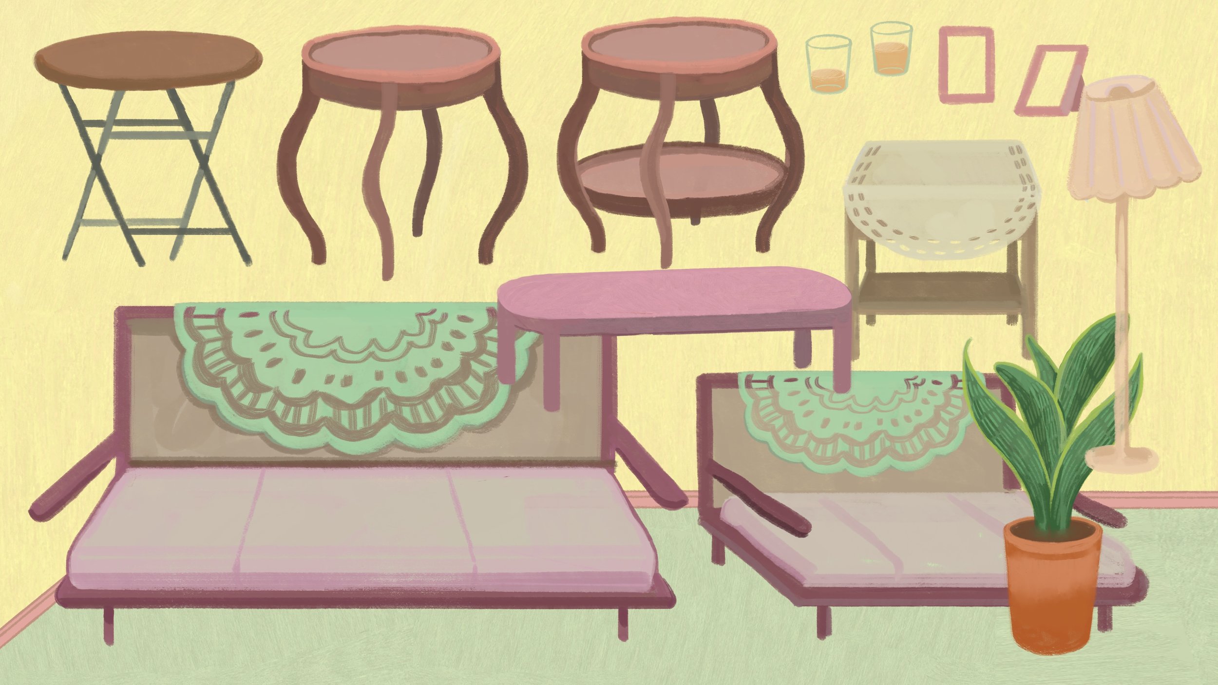 Asset Designs for Indoor Scenes (image converted from PSD file with separate layers)