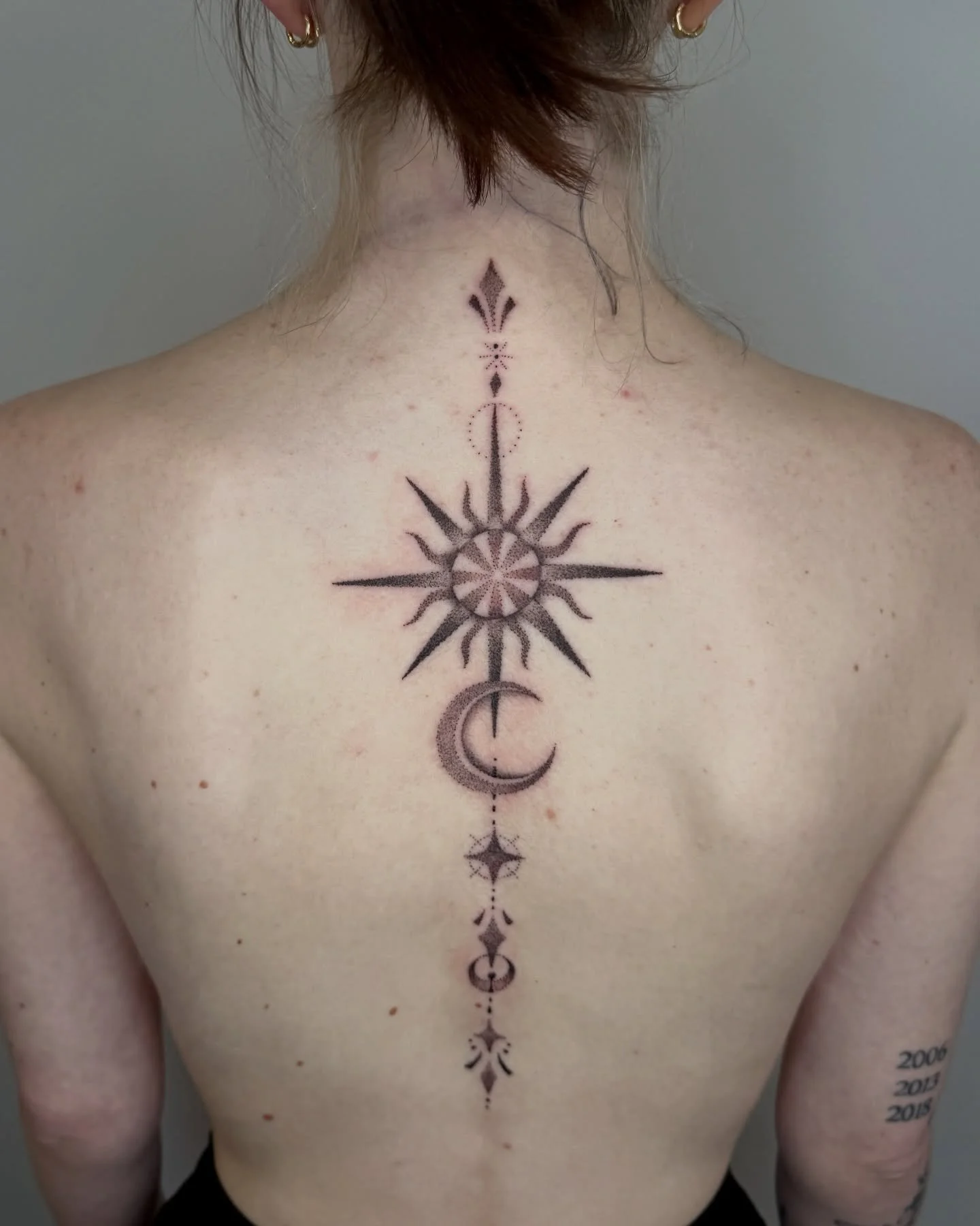 A celestial spine tattoo for Emme. I always love making this stuff. Thanks for the fun day!