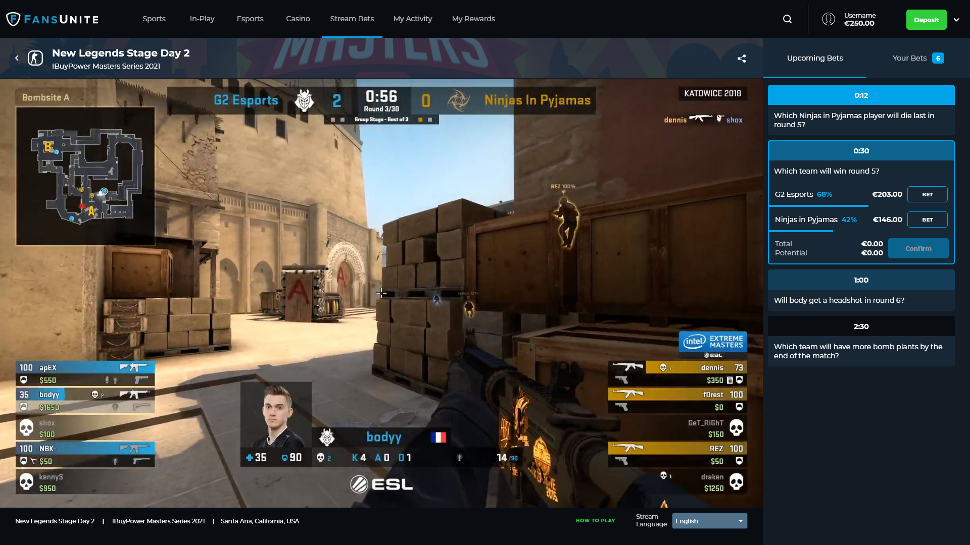 Stream Betting Event