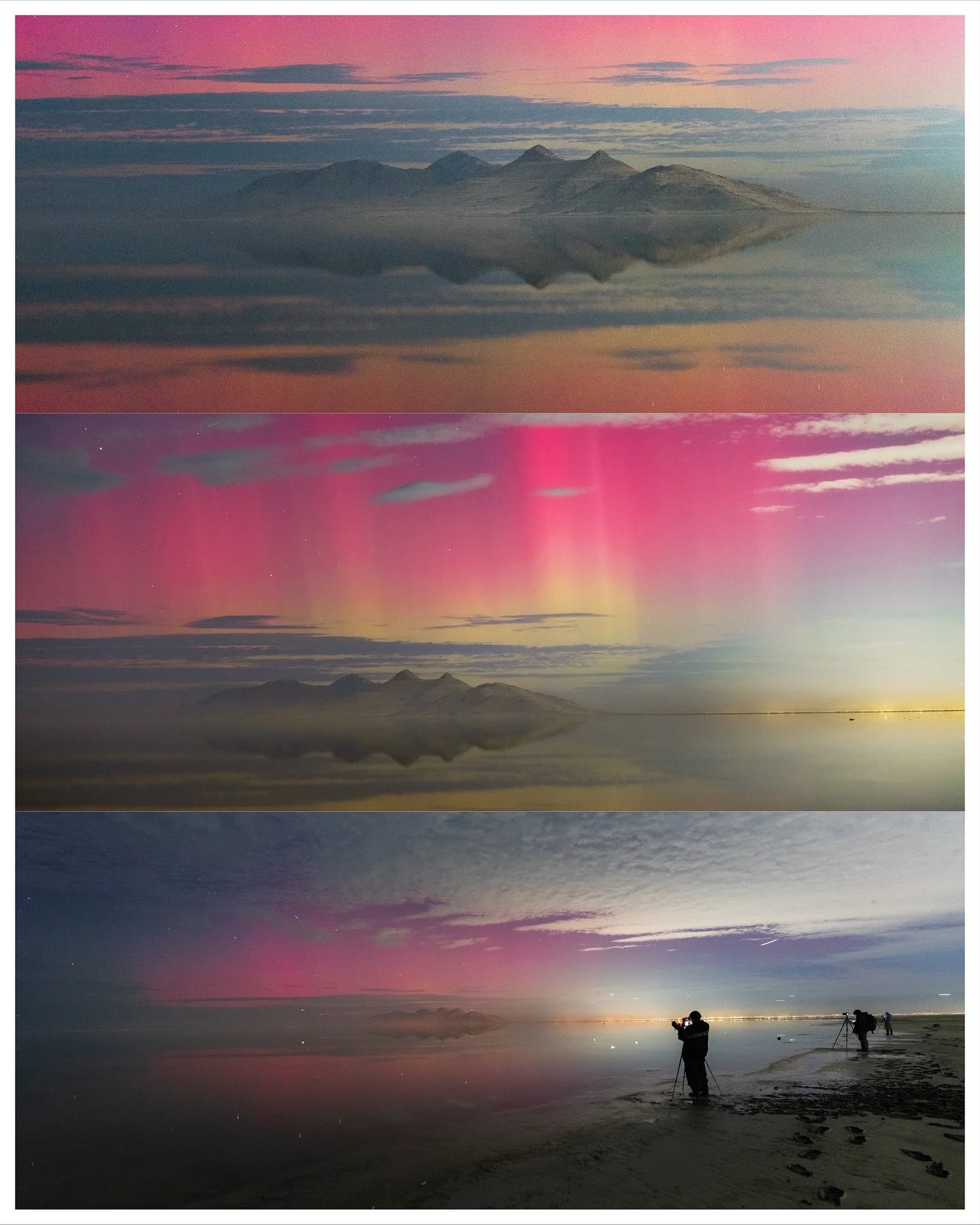 What a surreal experience!  1st time seeing the northern lights was a good one.  We hiked 1.5 miles out to the shoreline to get away as far away from light pollution as we could.  Definitely worth standing (and sinking) into the stinky muck that make