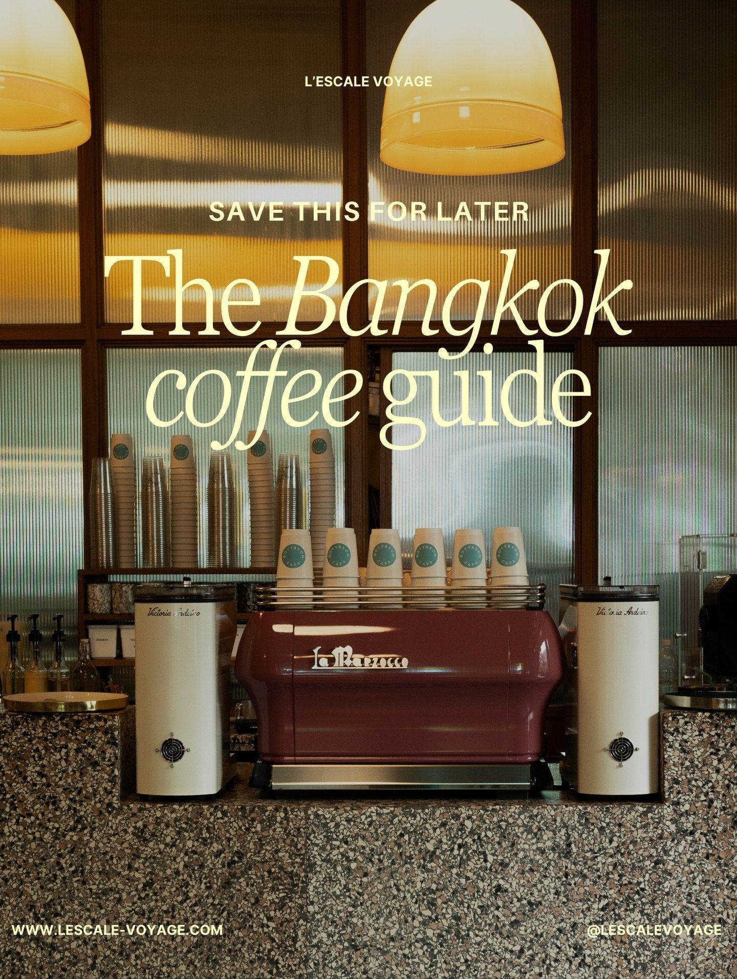 Your Bangkok coffee guide. Save it for later.
Comment &ldquo;Bangkok caf&eacute;s&rdquo; to get the full guide. 

Over 25 caf&eacute; recommendations, all personally visited and photographed by L&rsquo;escale Voyage. To make this guide, we explored 5
