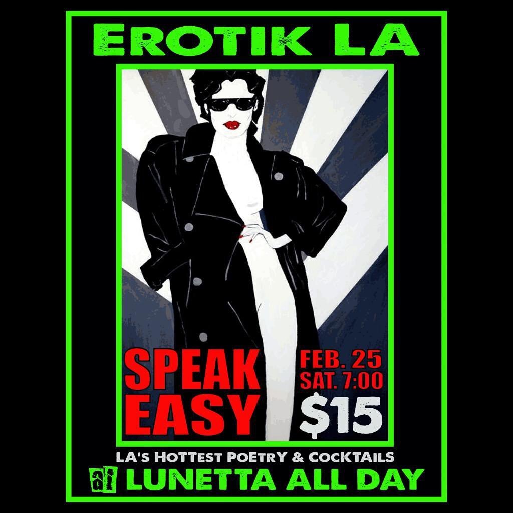 Join us Saturday, Feb 25th at @lunettasm for the hottest Speak Easy event yet featuring some of LA's hottest poetry &amp; cool cocktails. Tickets are almost sold out so get them while you still can! Ticket link in bio #poet #poetry #poems #poem #slam