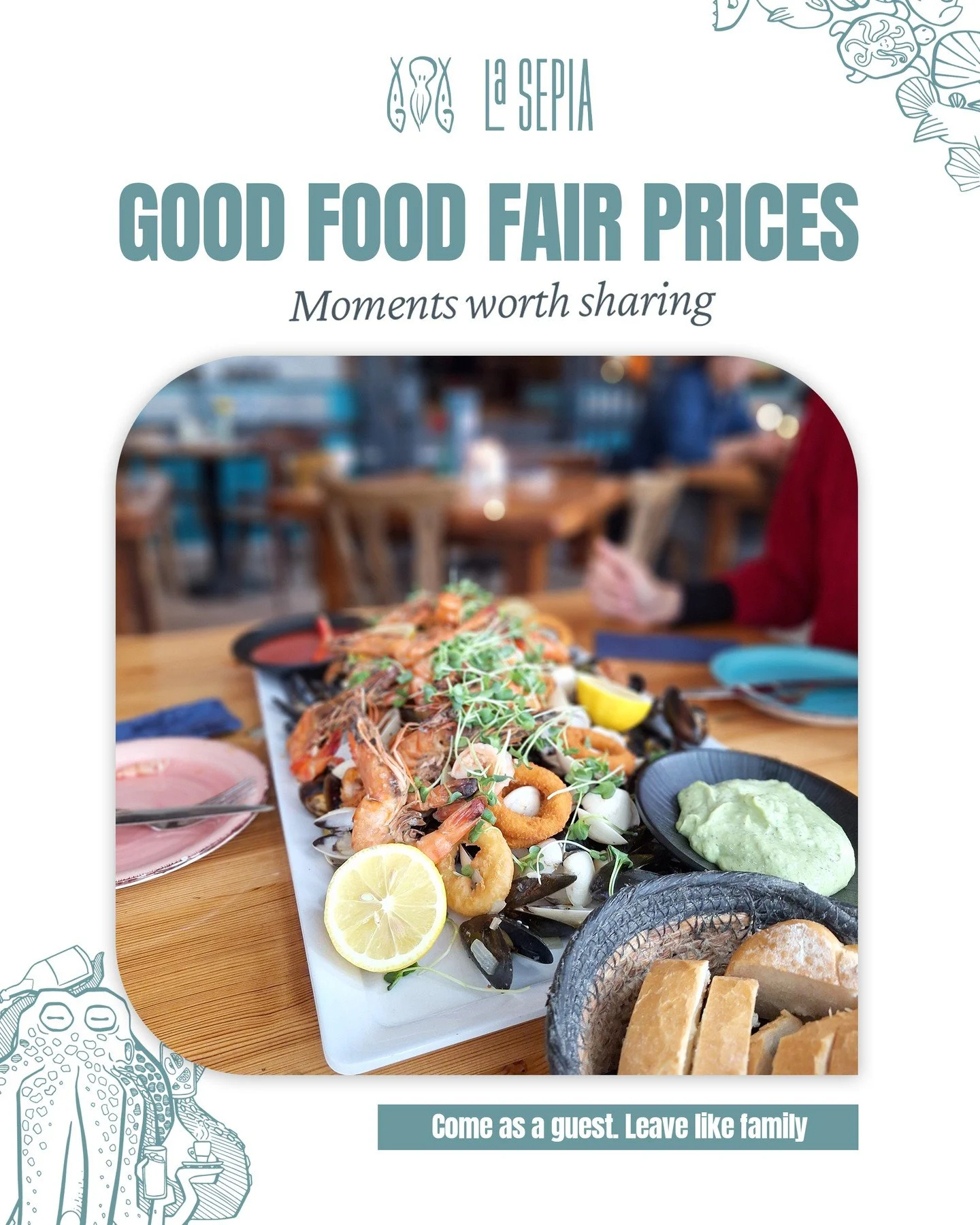 They say the best memories are made gathered around a table. 
At La Sepia, we believe that great seafood tastes even better when shared with the people you love. From our crisp calamari to perfectly grilled prawns, every platter is a celebration of f