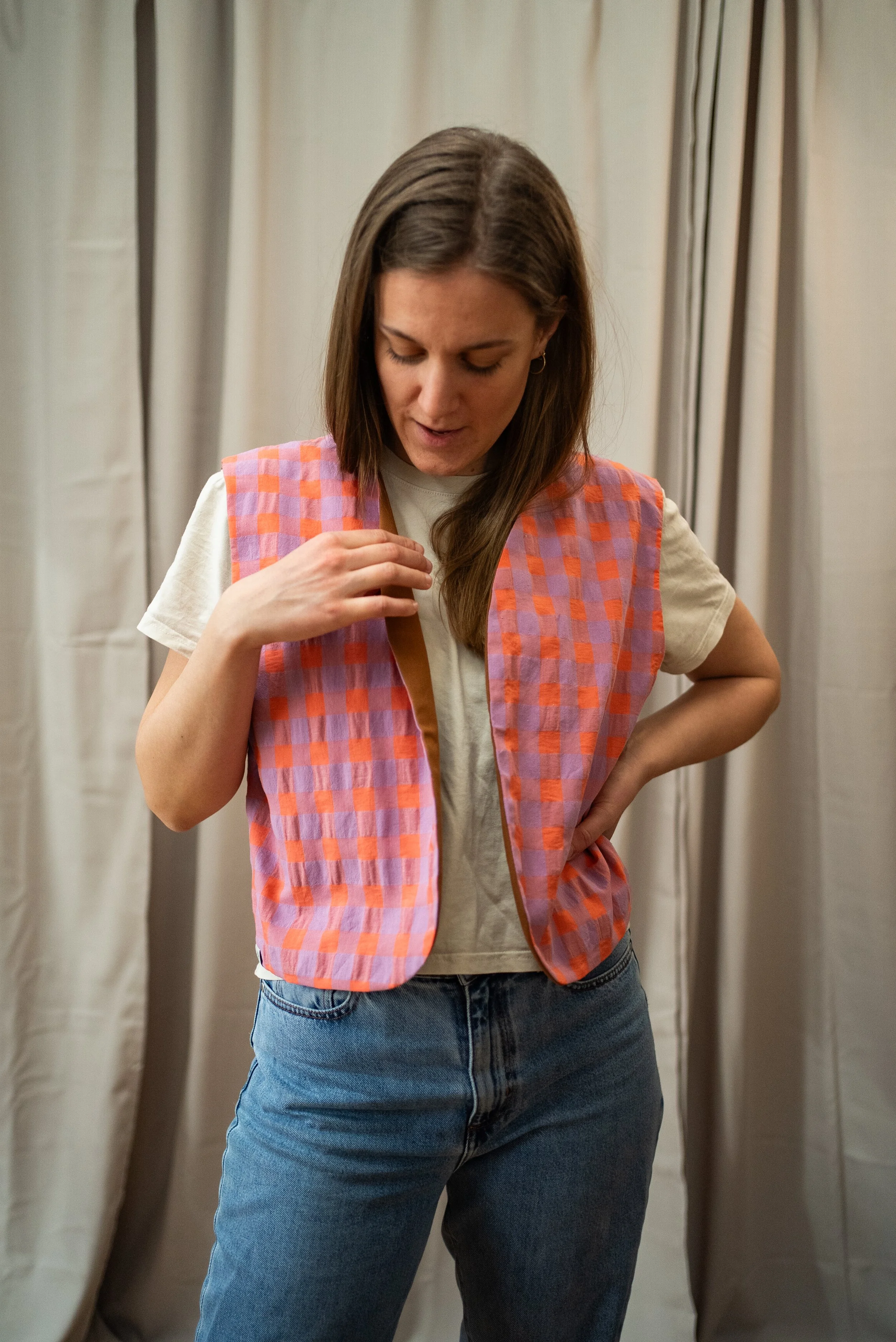 WESTE lila & koralle & ocker